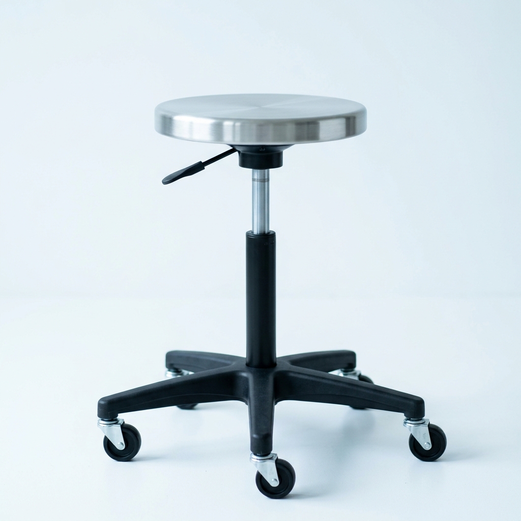 TABOURET TOURNANT AVEC SIEGE EN ACIER INOX