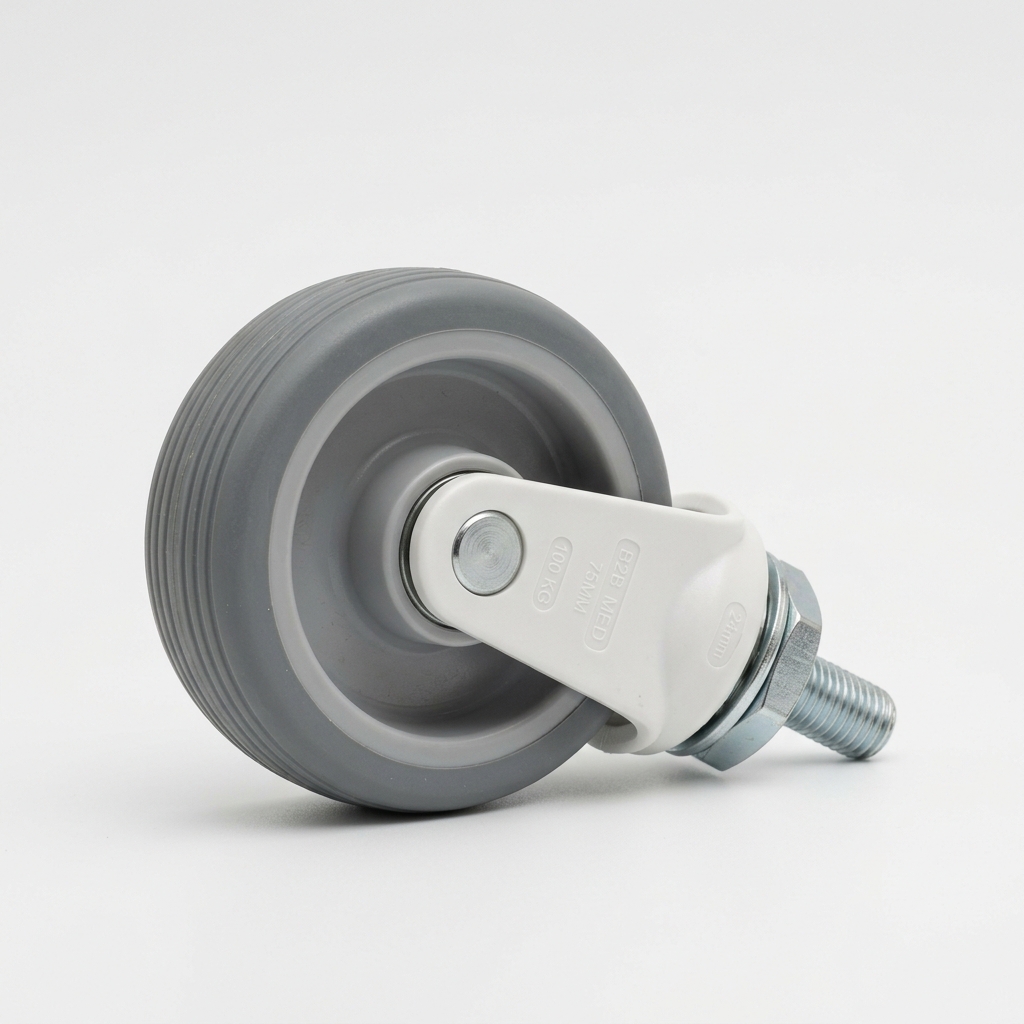 Porte sérum sur roulette, 2 crochets, chromé