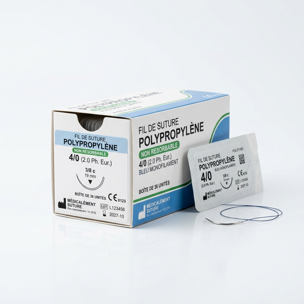 Fil de Suture Polypropylene Non Résorbable 4/0 (Boîte de 36)