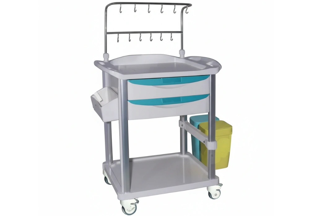 Chariot de traitement IV 2 plateaux ABS 2 tiroirs (760 × 475 × 930 mm) L8205