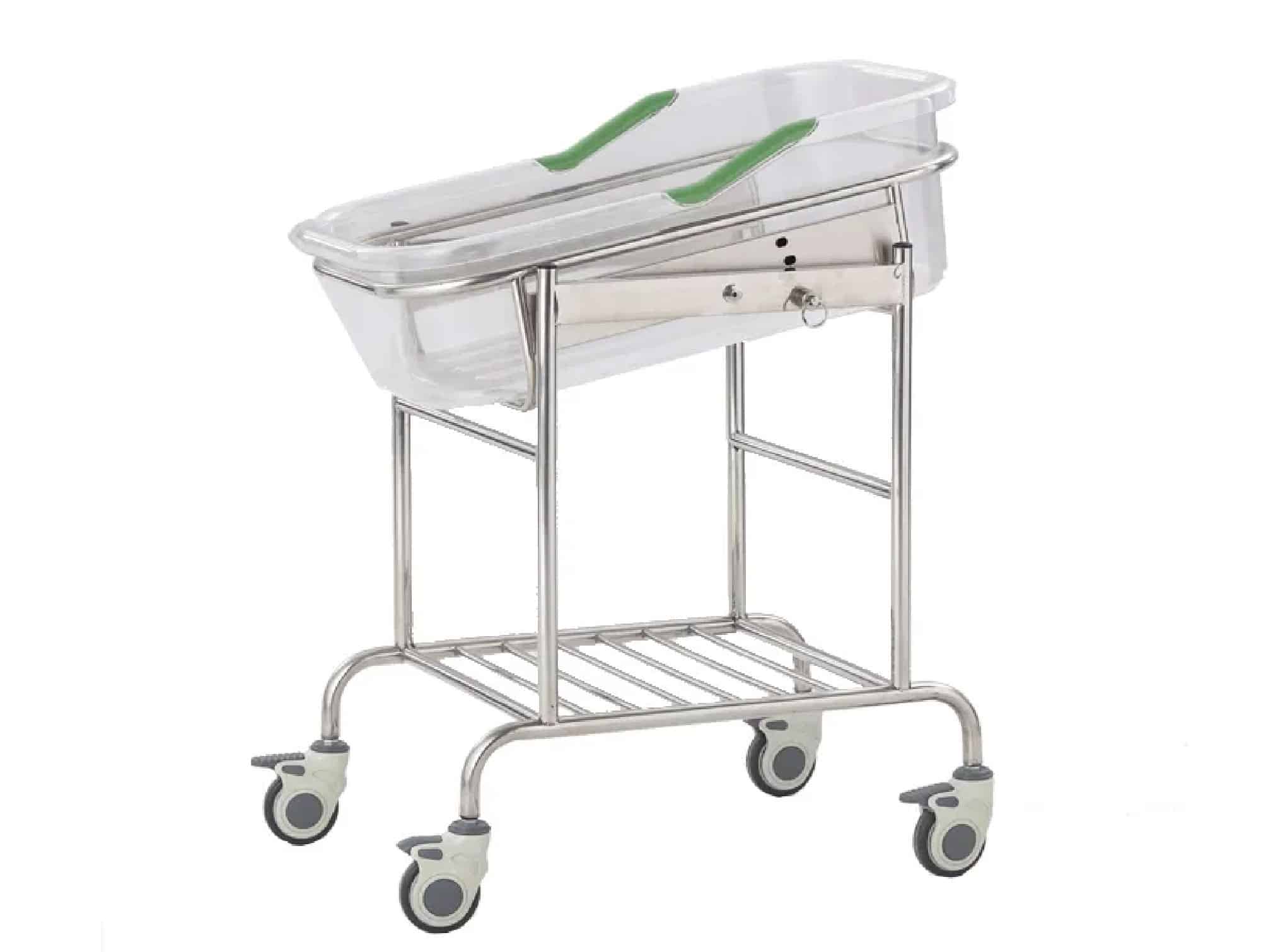 Berceau bébé néonatal sur roulettes avec plateau acrylique transparent, (L810 x l460 x H810 mm)