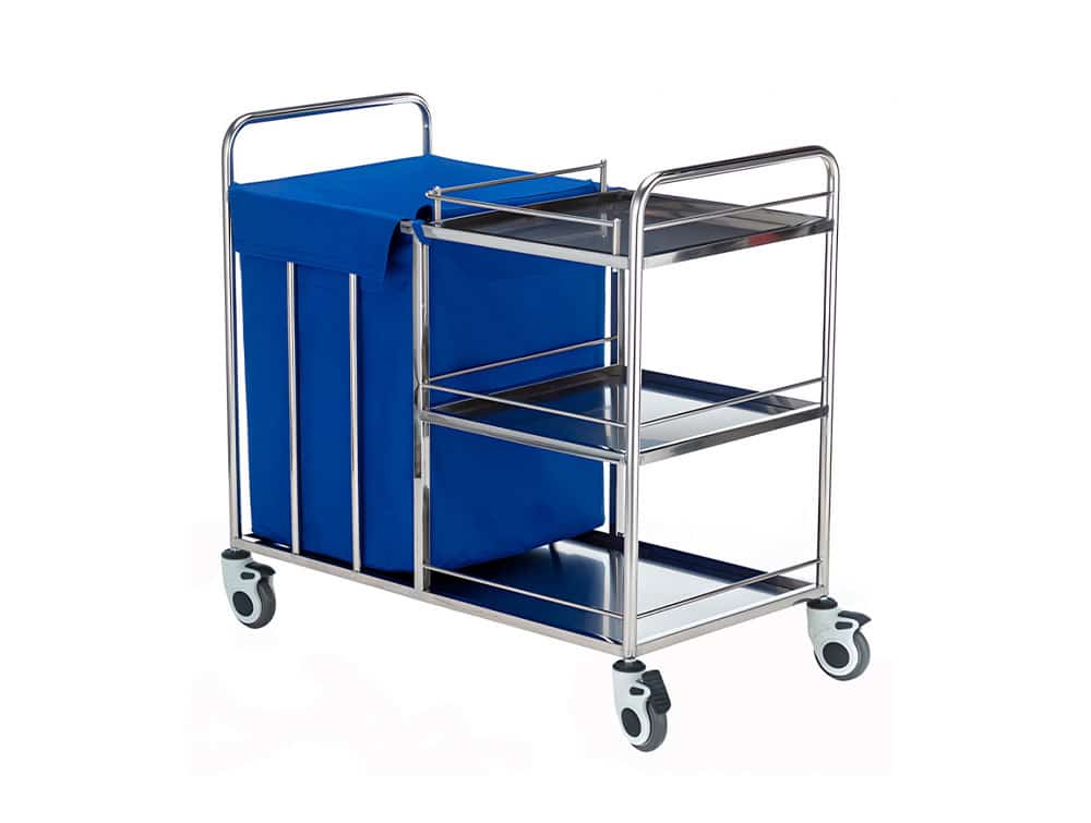 Chariot à linge en acier inoxydable 3 plateaux L8051