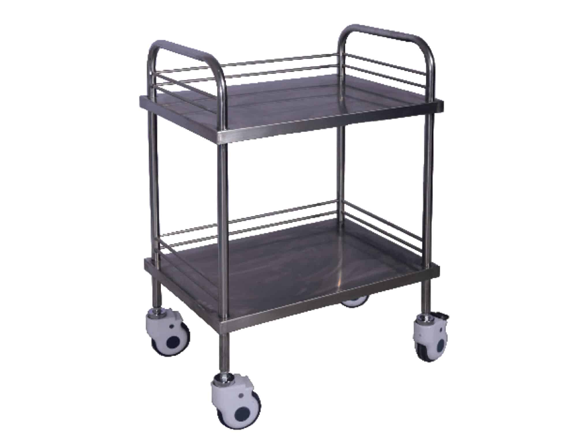 Chariot à instruments 2 plateaux sans poignée en acier inoxydable 600 x 430 x 880 mm (L8066J)