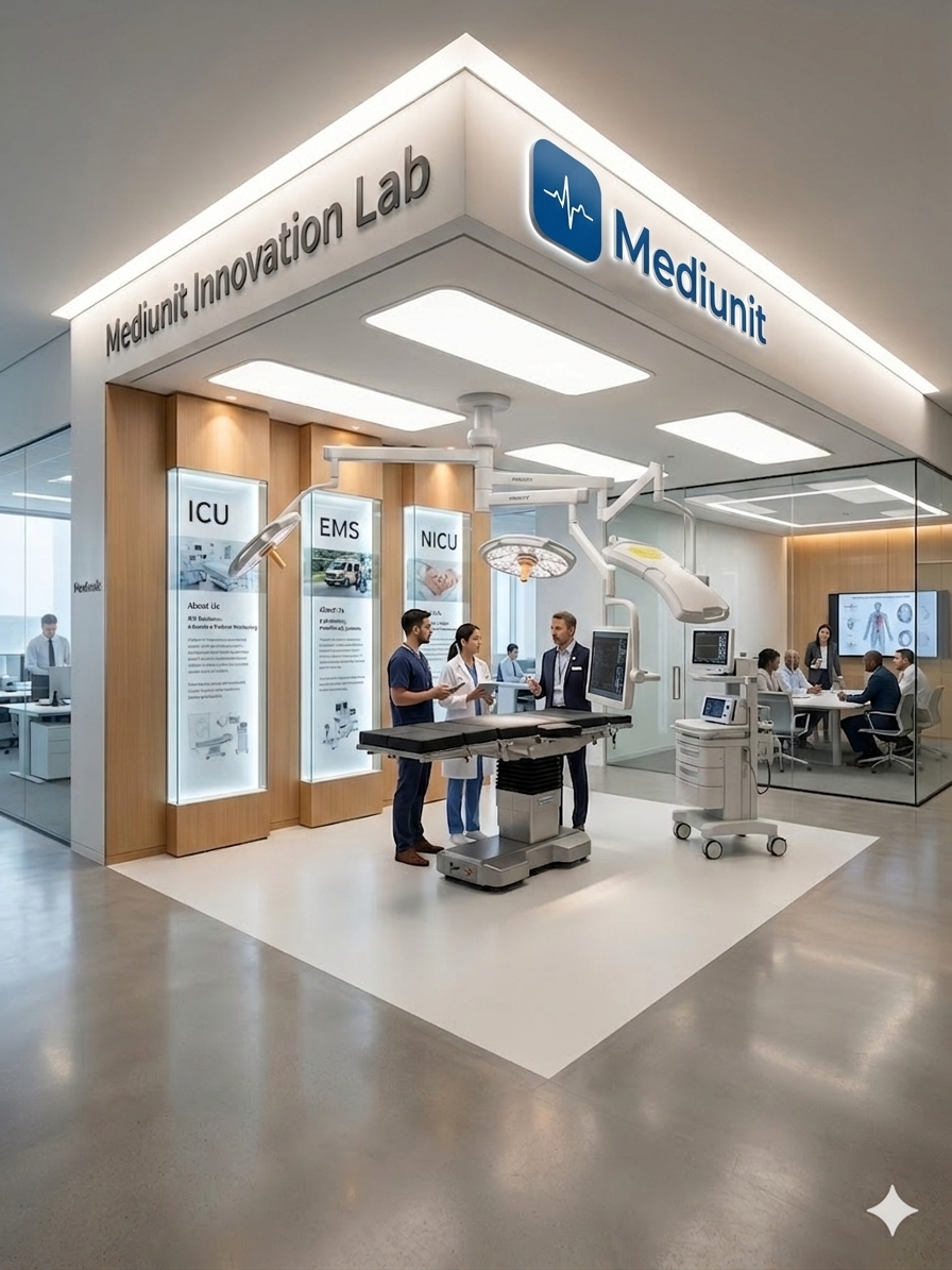 MediUnit trade-show booth and medical equipment presentation